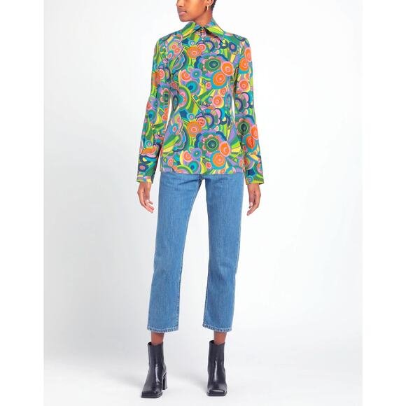 NWT Dolce & Gabbana Silk abstract Print Blouse Shirt Multicolor IT 42 US M - Picture 5 of 11